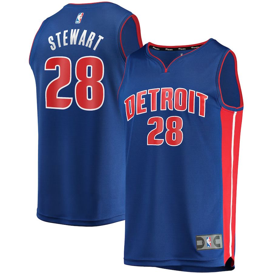 Men Detroit Pistons #28 Isaiah Stewart Fanatics Branded Blue Fast Break Replica NBA Jersey->detroit pistons->NBA Jersey
